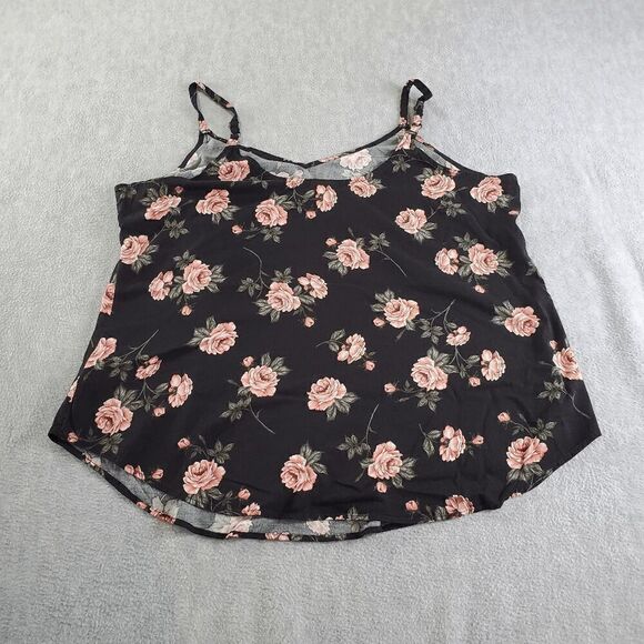 TORRID Top Womens 2 Black Floral Tank Sleeveless V Neck Spaghetti Strap Pullover - Picture 7 of 8